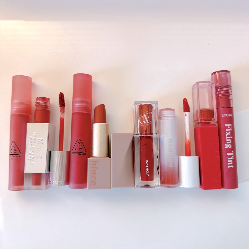 8pc Korean Lipsticks, 3CE, MOS, HINCE, ETUDE, AMUSE, TONY MOLY, MOONSHOT!